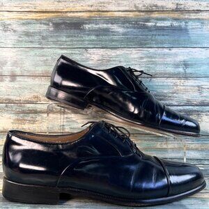 Norstrom Oxford Dress Shoes Mens Size 10M Navy Blue All Leather Cap Toe Workwear